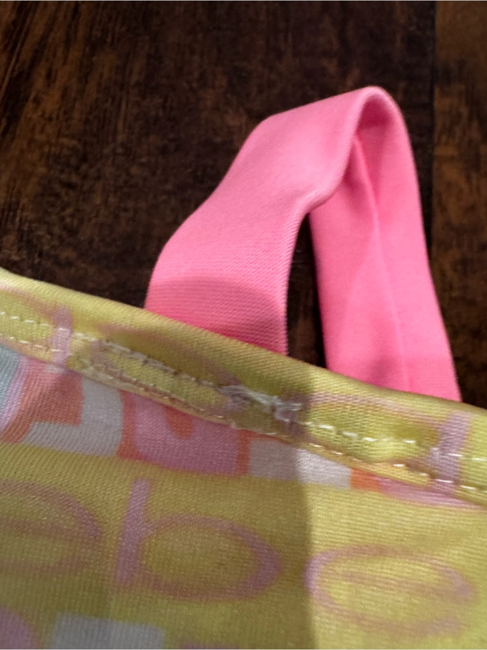 bebe Pastel Pink, Yellow & Blue One-Shoulder Ruffle Kids Swimsuit - Picture 7 of 7